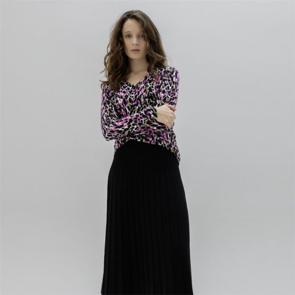 Marble Knitted A-Line Pleated Midi Skirt With Elasticated Waistband Viscose - Image 2