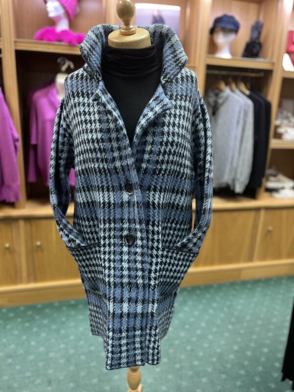 Claudia C Blue Check Pattern Long Sleeve Cardigan