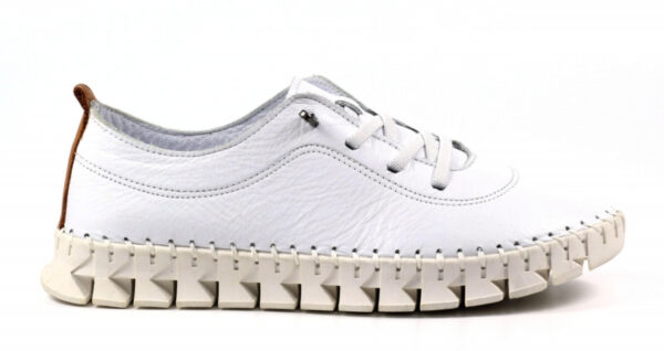 Lunar St Austell White Leather Plimsoll