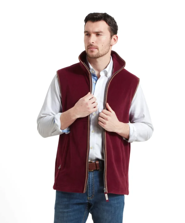 Schoffel Oakham Fleece Gilet - Claret - Image 2