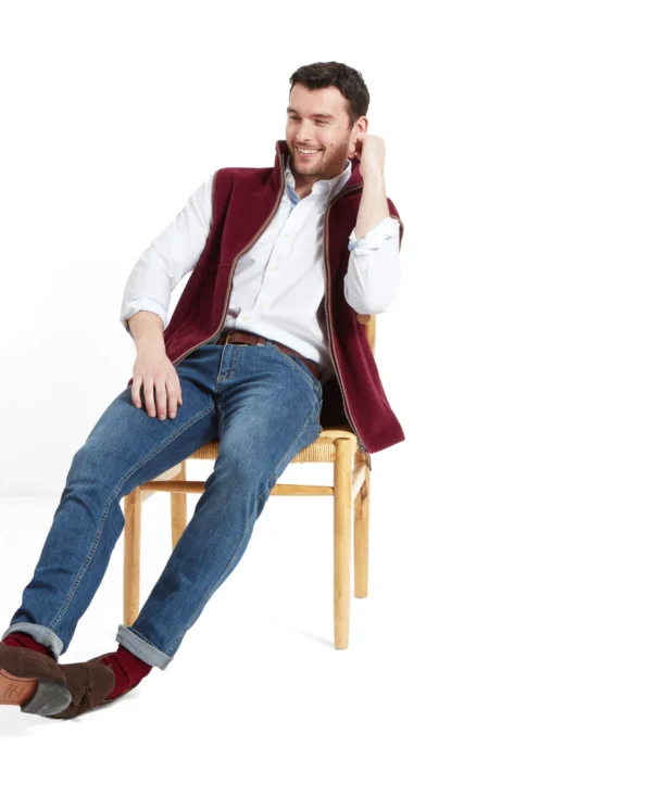 Schoffel Oakham Fleece Gilet - Claret - Image 3