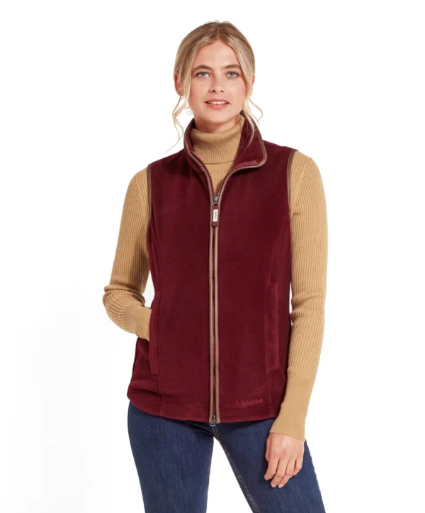 Ladies Schoffel Lyndon Fleece Gilet - Claret - Image 2