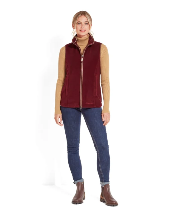 Ladies Schoffel Lyndon Fleece Gilet - Claret - Image 3