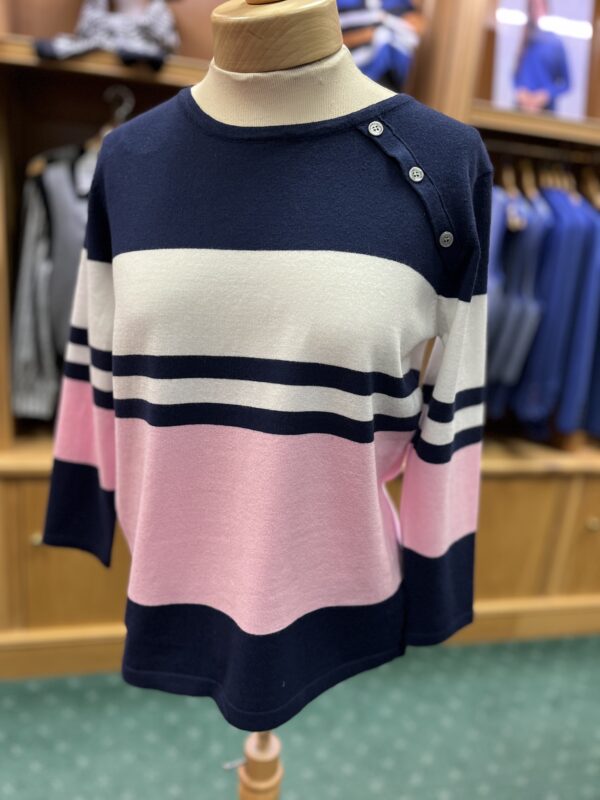 Claudia C Navy Pink Stripe Jumper