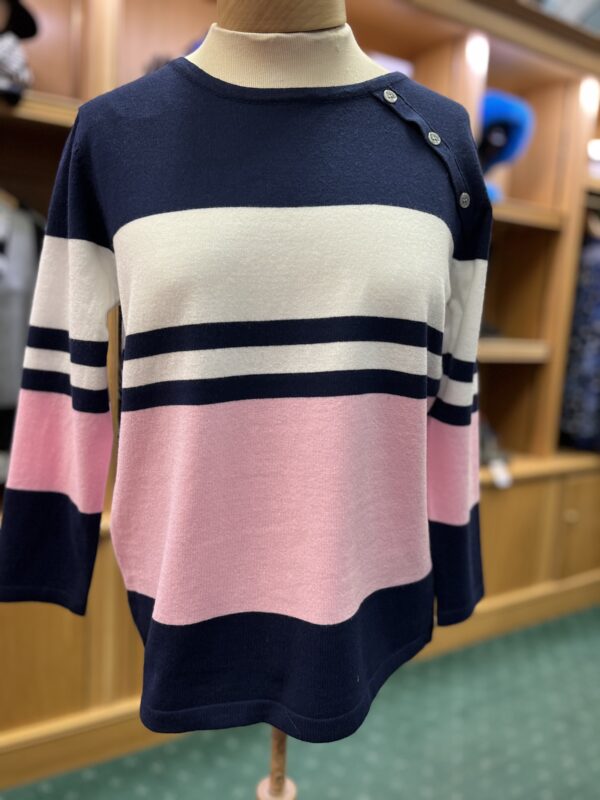 Claudia C Navy Pink Stripe Jumper - Image 3