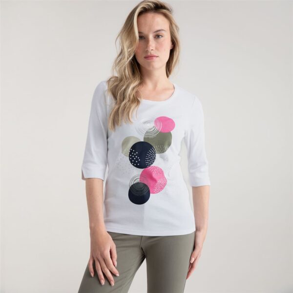 Marble Round Neck Cotton Top With Circle and Foil Print