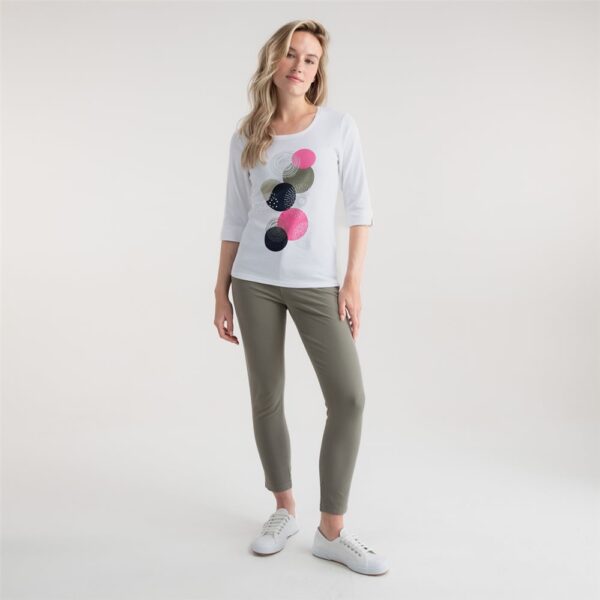 Marble Round Neck Cotton Top With Circle and Foil Print - Image 2