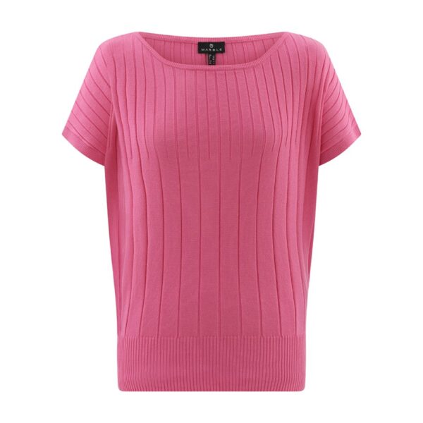 Marble Short Sleeved Jumper With Rib Pattern - Image 4