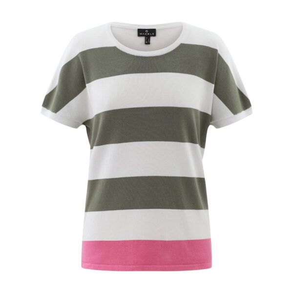 Marble Bold Stripe Top With Contrasting Hem - Image 2