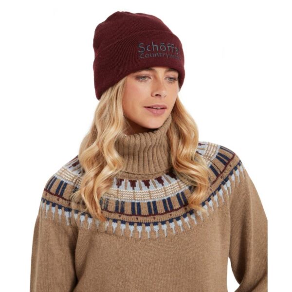 Schoffel Exeter Beanie Hat - Wine - Image 3