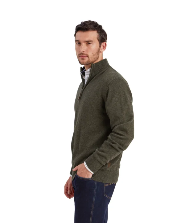 Schoffel Calton Cotton Cashmere Quarter Zip Jumper - Loden - Image 2