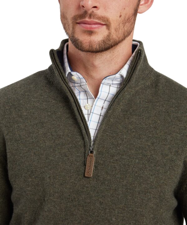 Schoffel Calton Cotton Cashmere Quarter Zip Jumper - Loden - Image 4