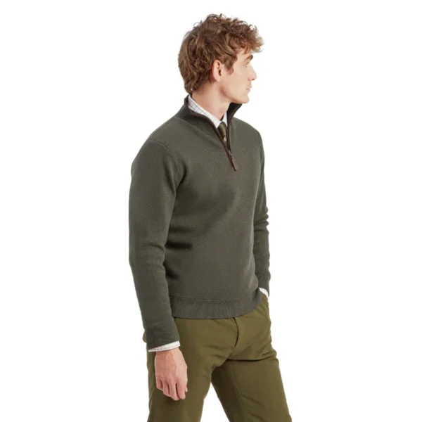 Schoffel Angus Aerobloc 1/4 Zip Windproof Mens Jumper - Woodland - Image 3