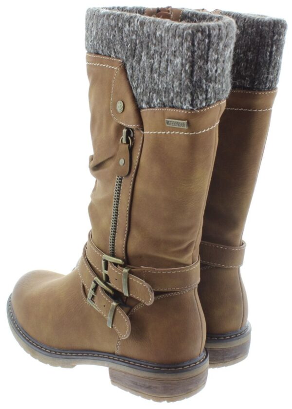 Lunar Ladies Peyton Waterproof Calf boots in tan - Image 2