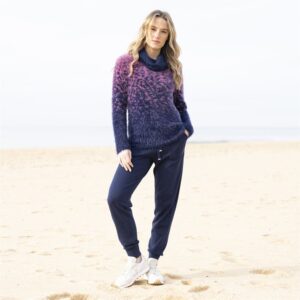 Marble Cowl Neck Jumper With Colour Gradient Pink