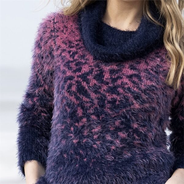 Marble Cowl Neck Jumper With Colour Gradient Pink - Image 3