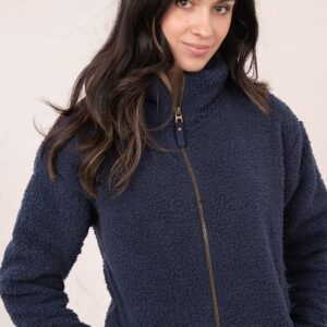 Lighthouse Seashell Full Zip Sherpa Fleece - Navy