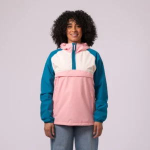 Mac in a Sac Nomad - Waterproof Half-Zip Jacket - Teal Pink
