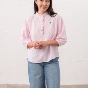 Lighthouse Thea Cotton Blouse - Pink Stripe
