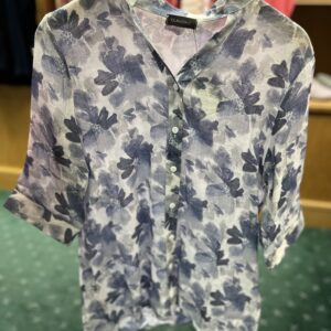 Claudia C Blue Flower Print Shirt