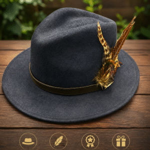 Hicks and Brown The Suffolk Fedora Navy (Bronze Feather)
