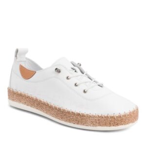 Lunar Evie White Leather Plimsoll