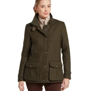 Schoffel Murra Tweed Coat - Dark Loden Herringbone Tweed