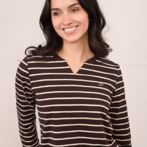 Lighthouse Sorcha Top - Cocoa Cream Stripe